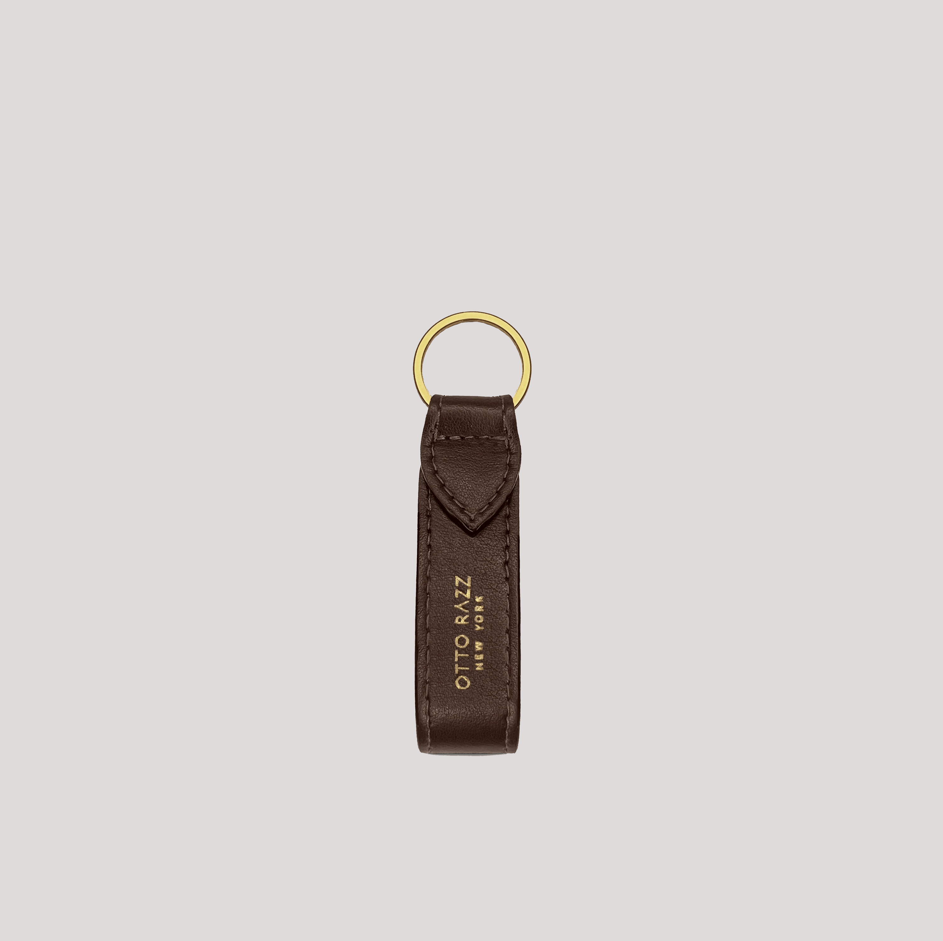 The Spring Keyring in Smooth Brown Apple Leather