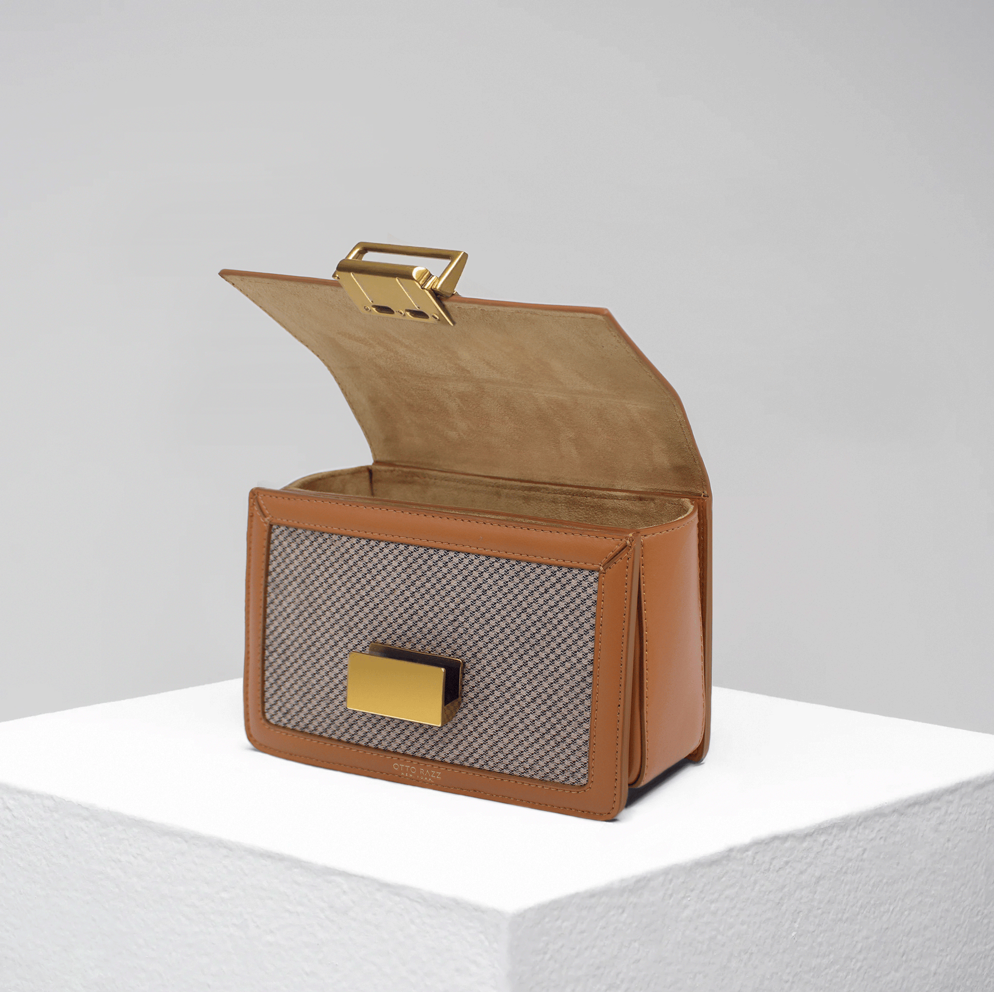 LEXINGTON BAG IN SMOOTH TAN APPLE LEATHER AND CANVAS